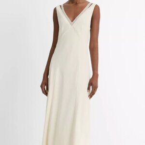 NWT Vince Chiffon and Faux-Leather Layered Slip Dress sz XL